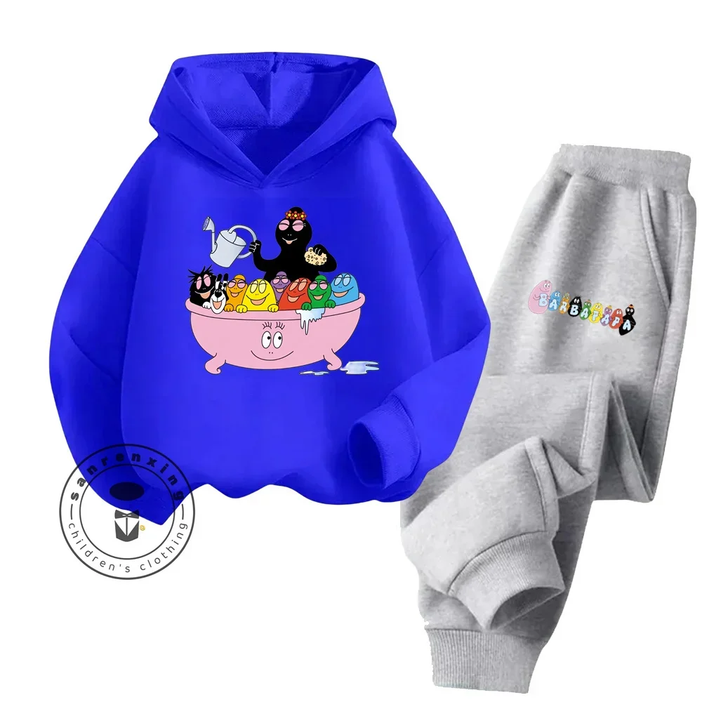 Повседневный детский комплект из хлопка с капюшоном и принтом длинными рукавами