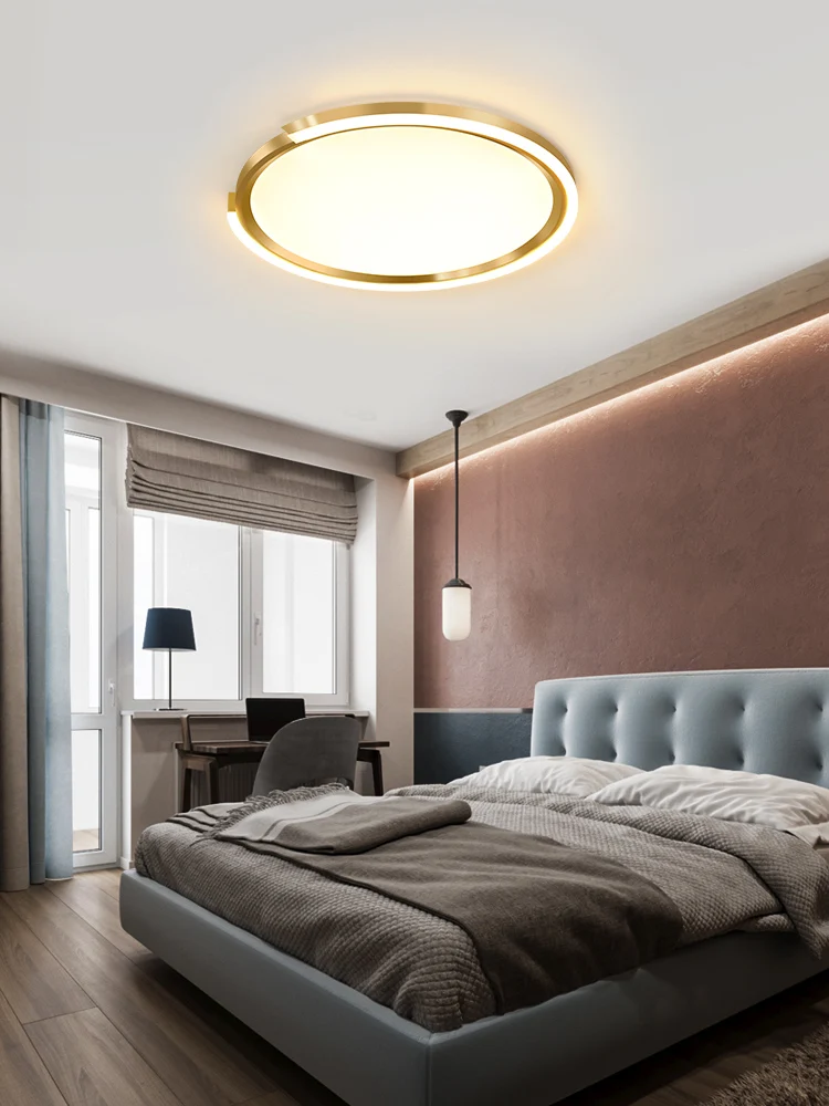 Спальня ультратонкая потолочная фотолампа современная простая круглая теплая