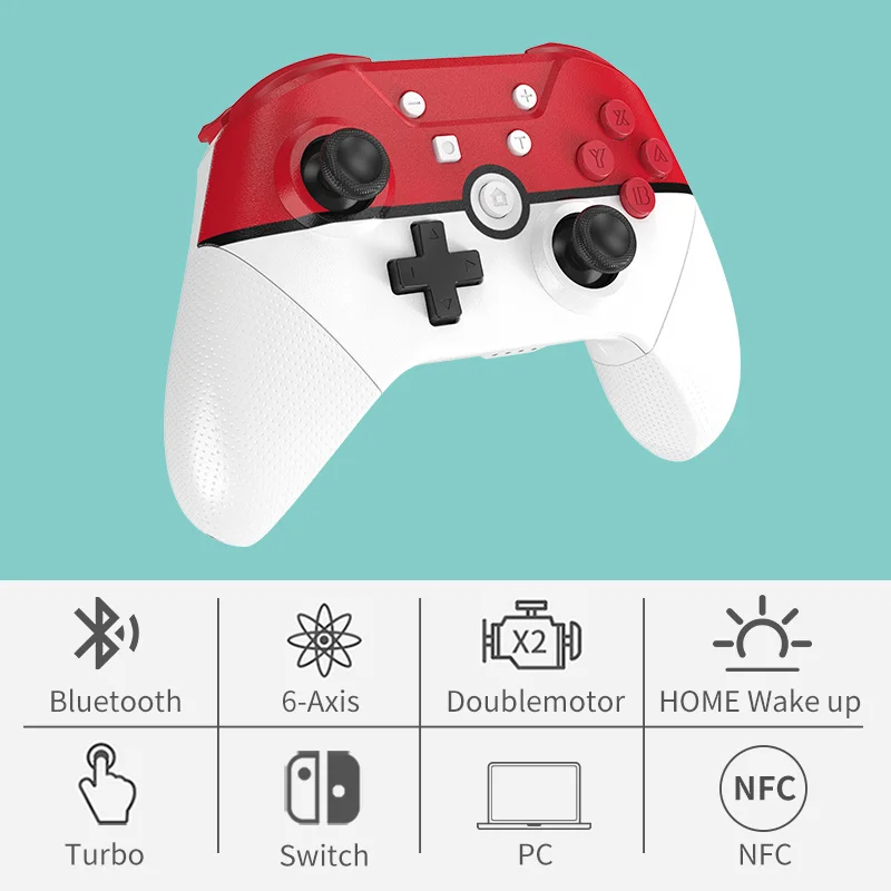 

Wireless Bluetooth controller joystick gamepad For Nintendo Switch Pro, NS Lite, PC, NFC, Turbo, Motor doble de 6 ejes, 3D,