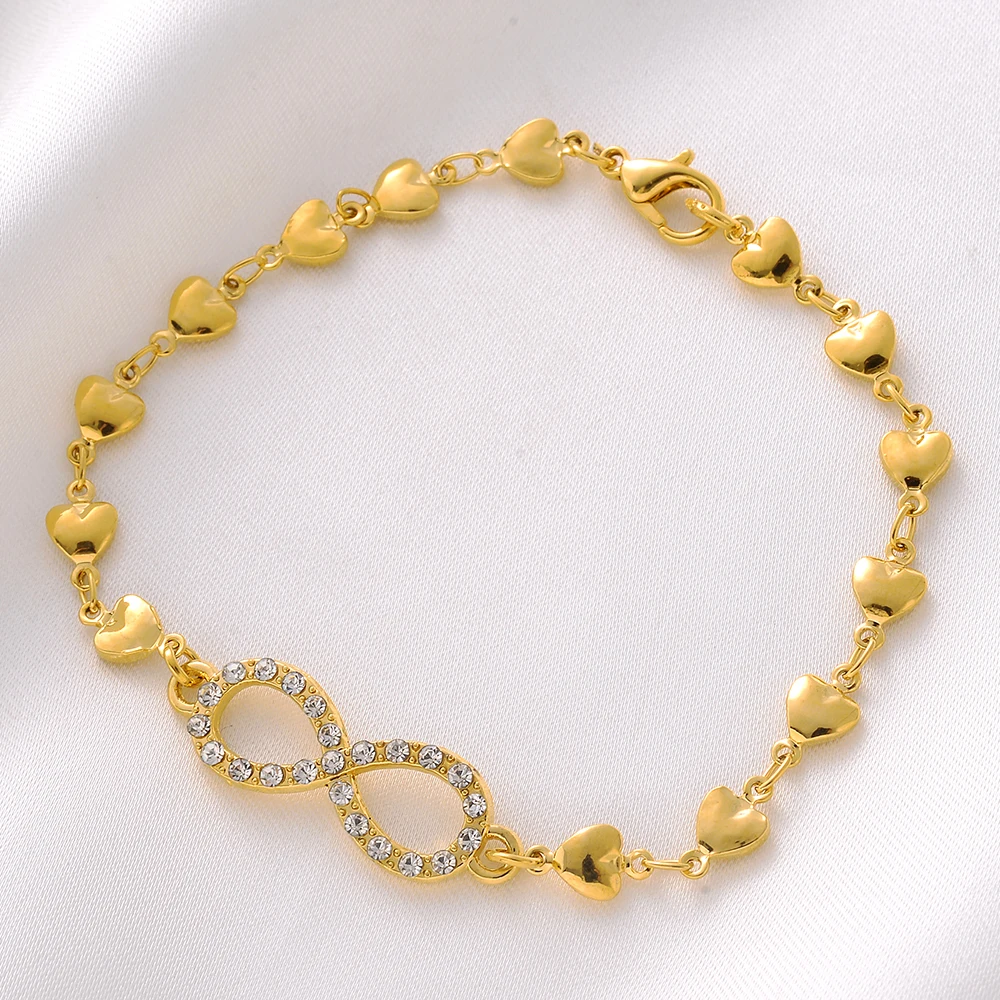 

21cm 24K Gold Plated Charm Number 8 Shaped Anklet Bracelets Ethiopia Africa India USA For Man Women Jewelry Wedding Party Gifts