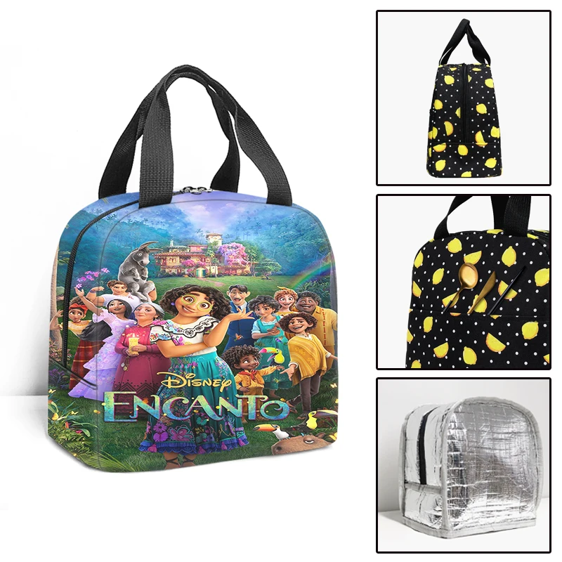 Disney Encanto Kids School Insulated Lunch Bag Boys Girls Thermal Cooler Tote Food Picnic Bags Children Travel Lunch Bags