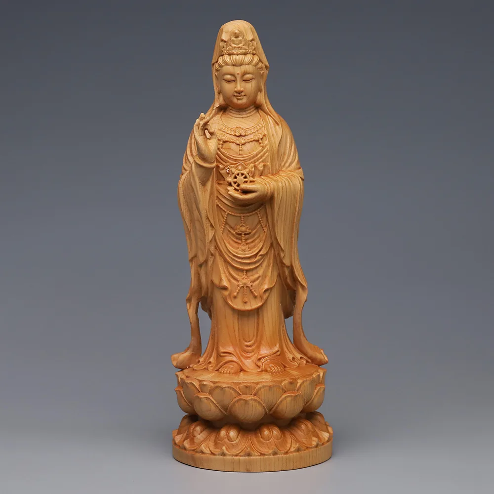 

Cliff woodcarving Nanhai Guanyin Bodhisattva Buddha statue ornaments Living room home worship Avalokitesvara Bodhisattva