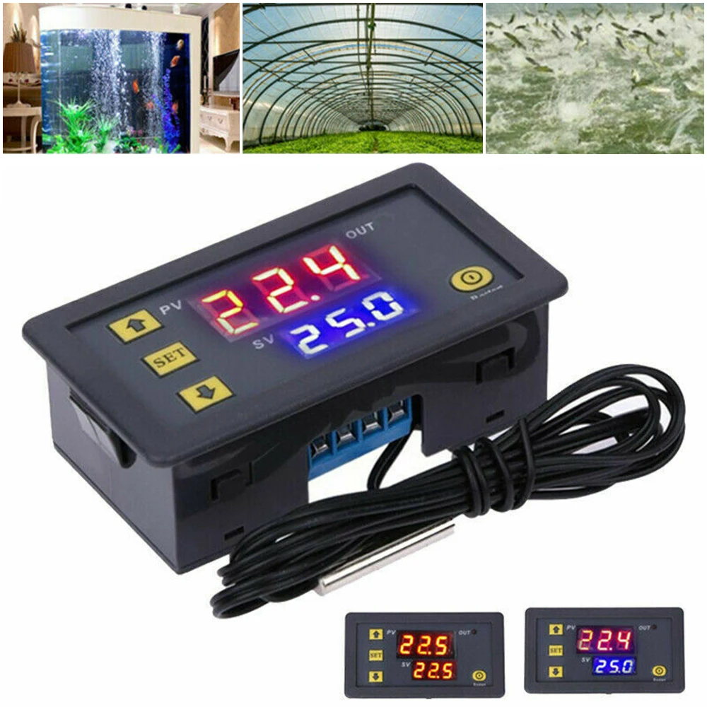 

W3230 12V 24V AC 110-220V Probe line Digital Temperature Control Heat/Cooling Control LED Display Thermostat Instrument