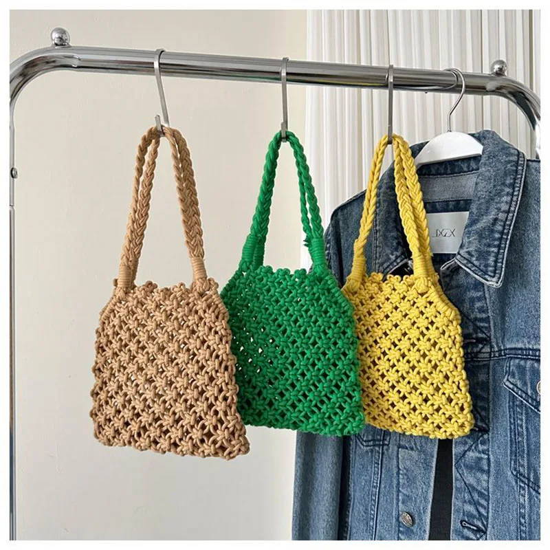 

2023 Chic Shopping Bag Korean Version Hollowed Out Bag Ins Versatile Vacation Bag Woven Bag Handbag Casual Beach Shoulder Bag