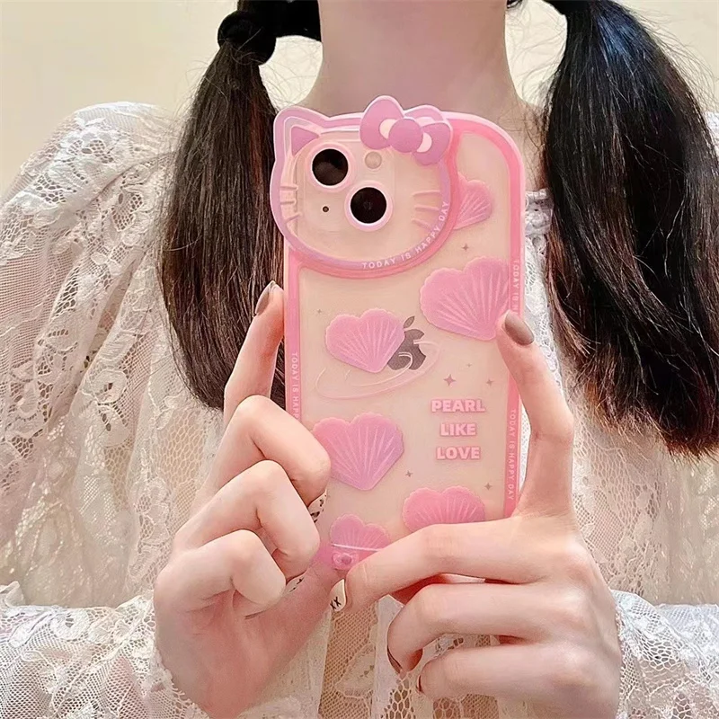 Чехол для телефона с милым жемчужным розовым бантом котом веб-камерой чехол iPhone 12