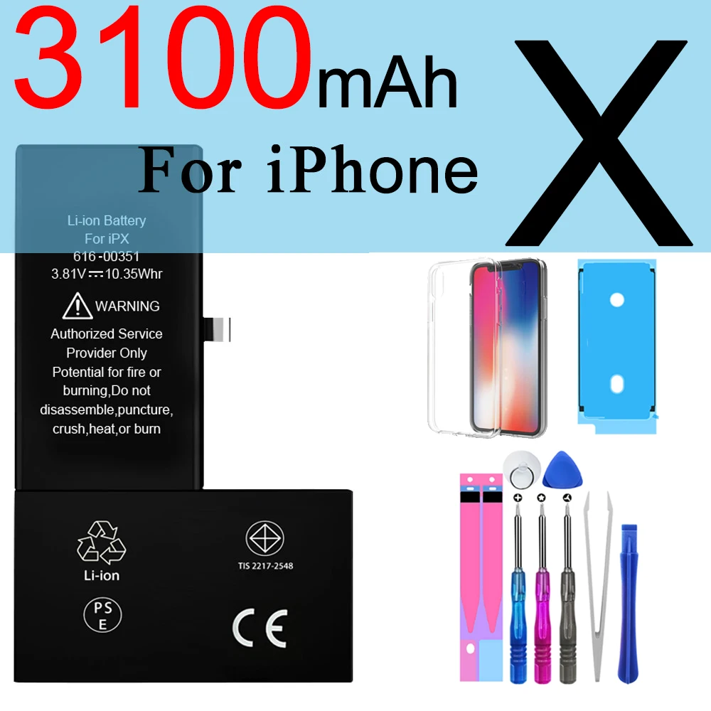

PINZHENG High Capacity Battery For iPhone 6S 6 7 8 Plus11 12 Pro Max Replacement Bateria For iPhone 5 5S 5C SE X XR XS Battery