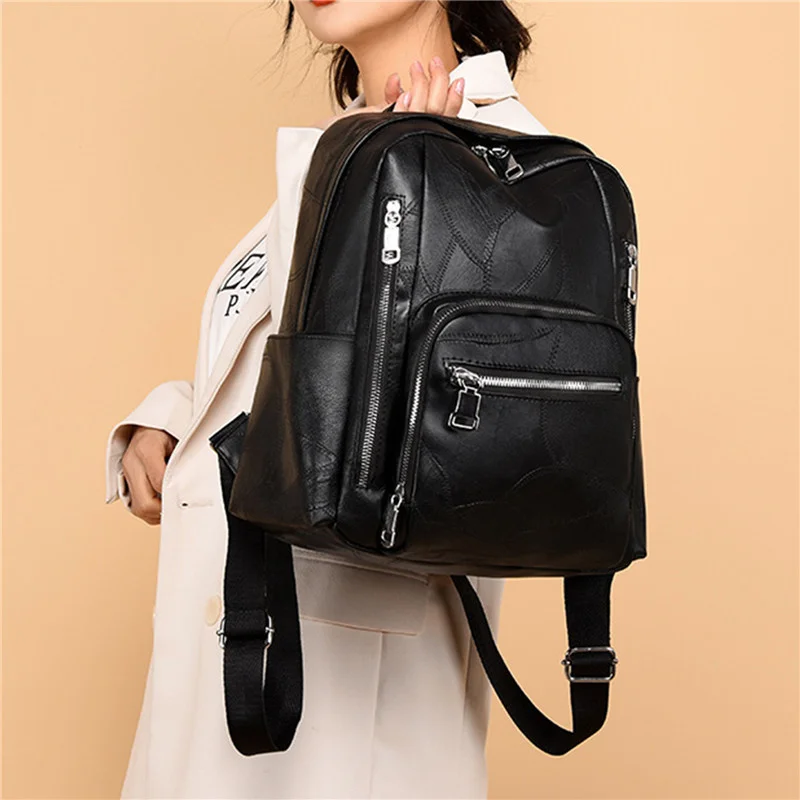 

Bagpack Women Leather Backpack High Quality Female Shoulder Bag Casual Backpack Purse School Bag For Teenager Girls 2023