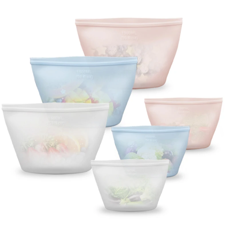 

Silicone Food Storage Containers Leakproof Containers Reusable Stand Up Zip Shut Bag Cup Fresh Bag Food Storage Bag Fresh Wrap