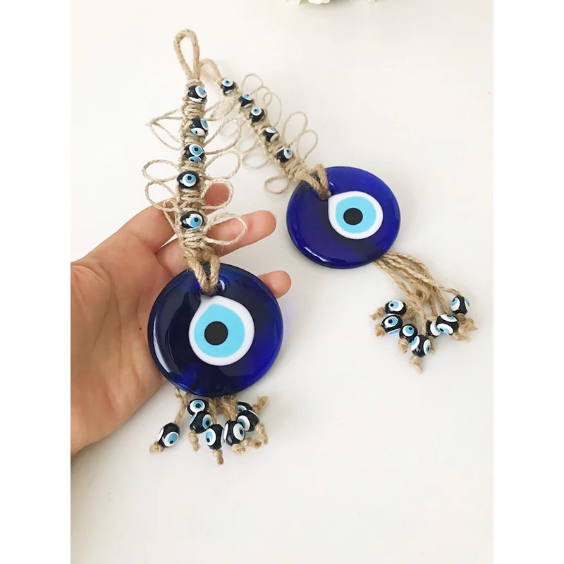 Evil Eye Wall Hanging Macrame Wall Hanging Blue Evil Eye Large Evil Eye Wall Hanging Evil Eye Bead Evil Eye Home Decor Room Car