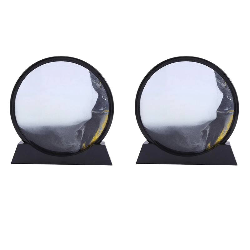 

2 шт. движущиеся пескоструйные картины, круглые стеклянные 3d-морские пескоструйные пейзажи, движущиеся пескоструйные рамки (12 дюймов)