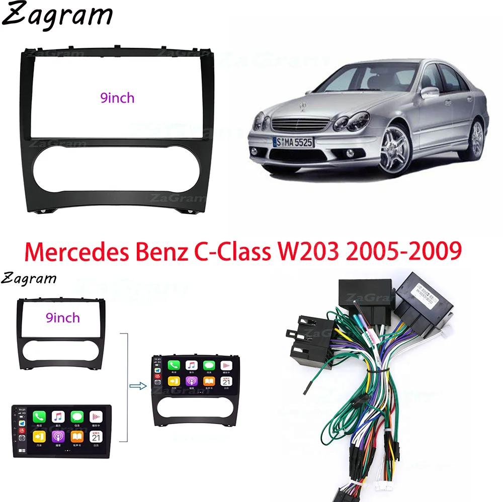 9-дюймовый 2 Din Автомобильный Кабель Fascia Для Mercedes Benz C-Class W203 2005-2009 панель Cd Dvd плеер