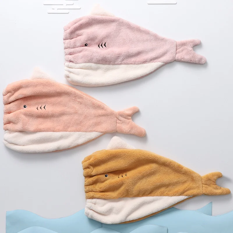 

Dry hair cap female absorbent quick drying bag headband coral velvet net red children's towel 2021 parent-child cartoon bath cap