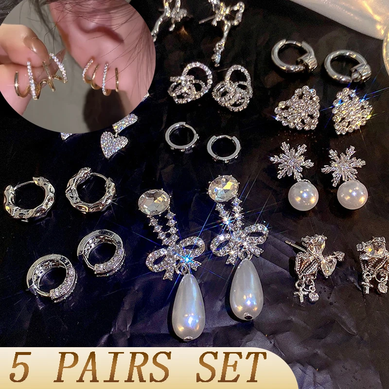 

Stud Earrings for Women Banquet Fashion Accessories Simulated Pearl Zircon Girls Simplicity Butterfly Jewelry Female Ear Cuff