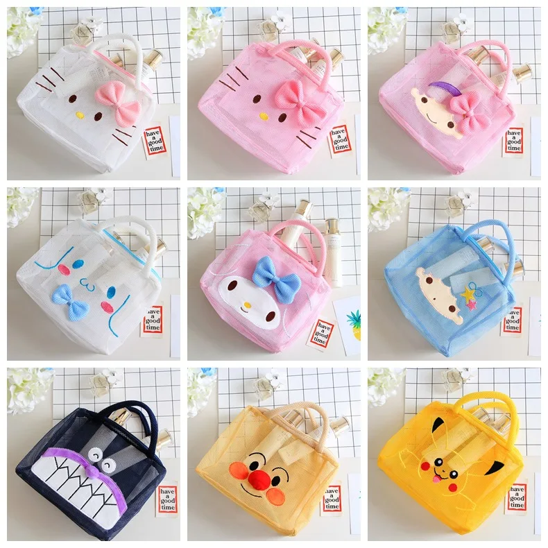 

Sanrio Милая мультяшная Mymelody Kuromi Cinnamoroll ручная сумка Сетчатая Сумка для плавания пляжная сумка для хранения сумка для фитнеса дорожная сумка д...
