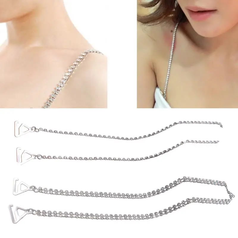 

Women Party Wedding Dress Rhinestone Bra Straps Pearl Crystal Jewelry Lingerie Underwear Shoulder Invisible Metal Chain