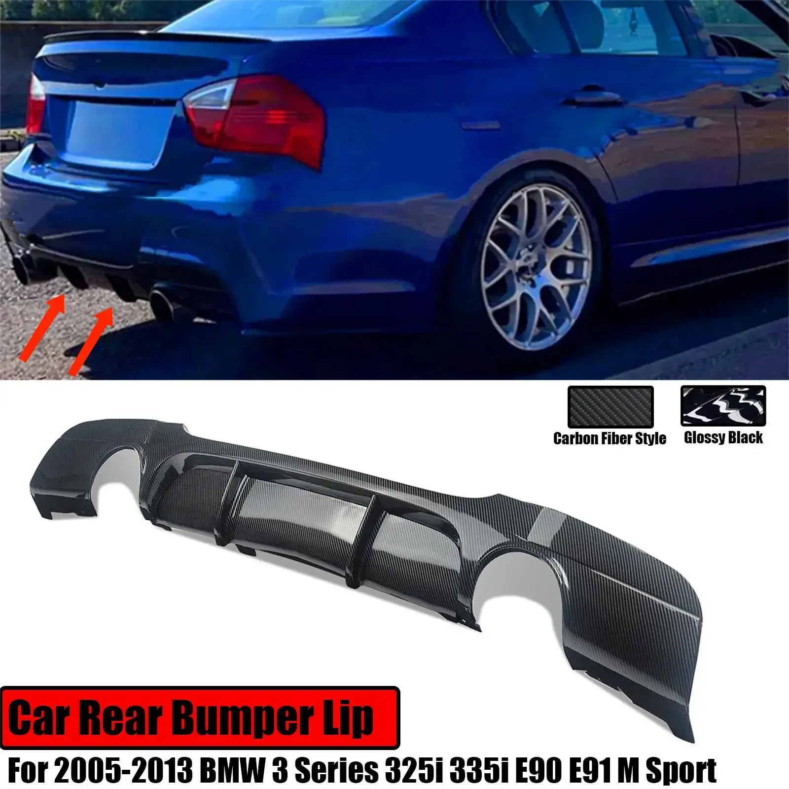 Для BMW 3 серии 2005-2013 гг. 325i 335i E90 E91 M Спортивный задний бампер диффузор спойлер