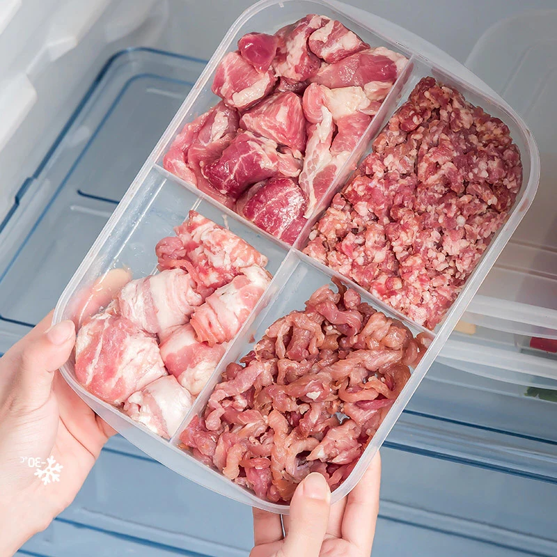 

Transparent Refrigerator Storage Box with Lid Quartered Onion Ginger and Garlic Refrigerator Frozen Meat Tray Kitchen Tool