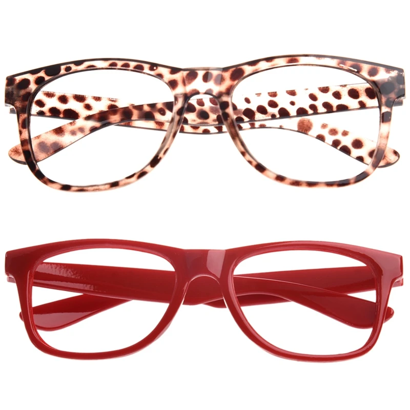 

2 Pcs Stylish Boys Girls Children Kids Party Accessories Glasses Frame No Lenses New, Leopard & Red