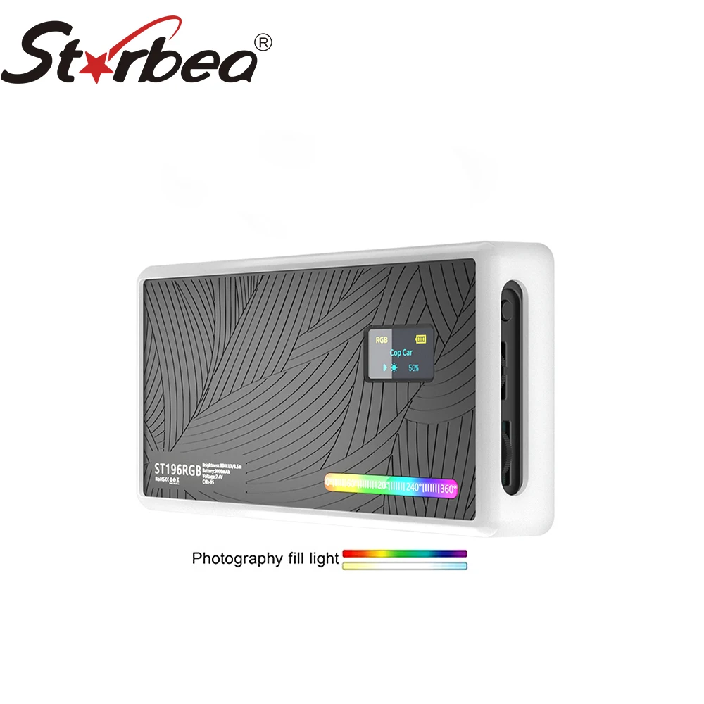 Strbea RGB LED Video Light Full Color Rechargeable 5000mAh Photography Fill Light 2500-9000K Panel Lamp For Vlog Live Streaming