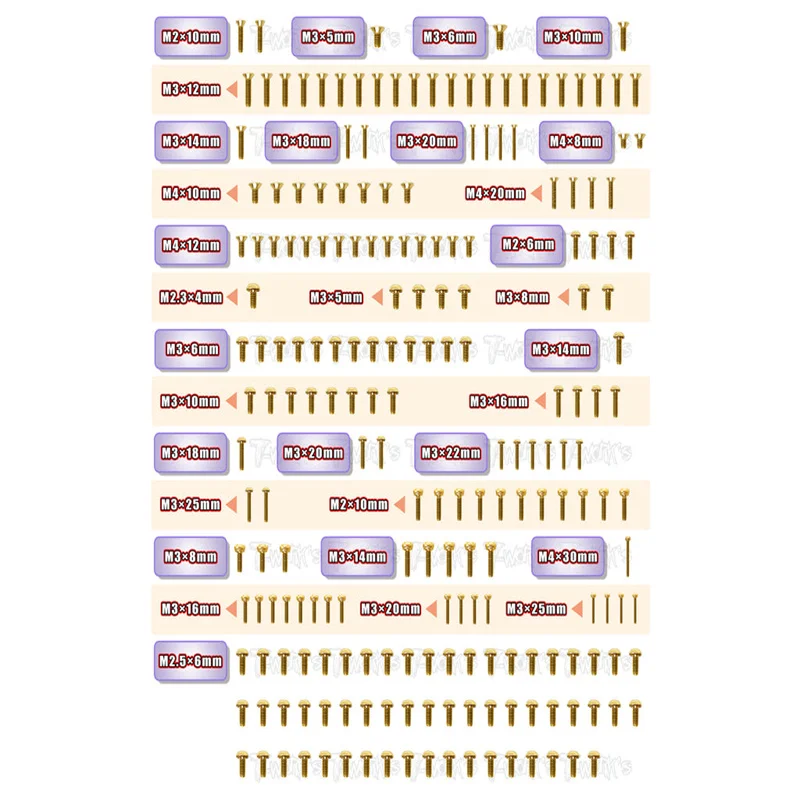 Original T works GSS-SRX8PRO Gold Plated Steel Screw Set 201pcs. ( For Serpent SRX8 PRO )ssional Rc part