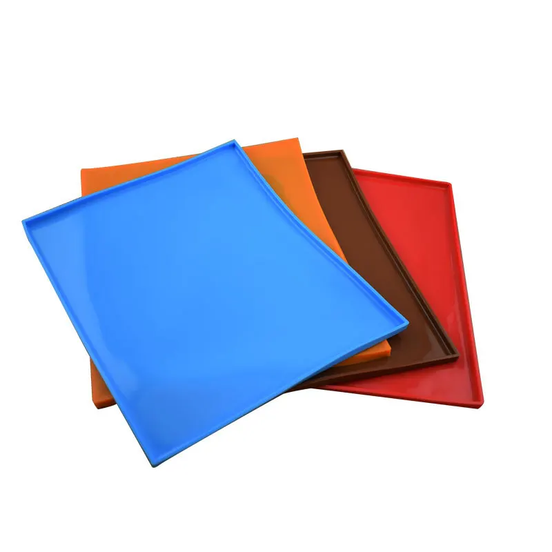 

Pet Feeding Silicone Non Slip Spillproof Dog Cat Mats Food Tray Easy Cleaning Storage