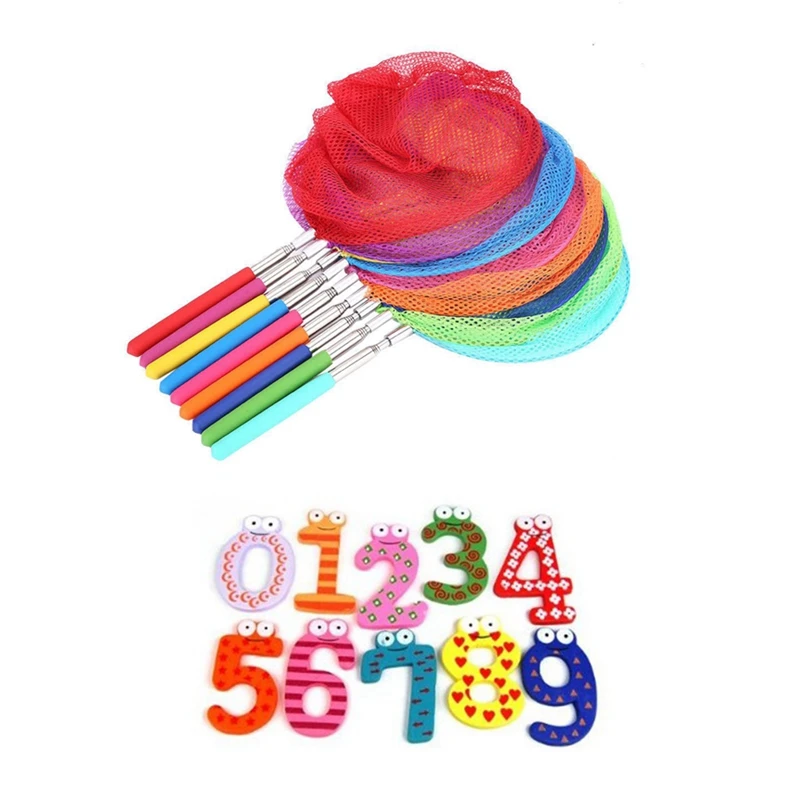 

2 Set Kids Toys: 1 Set Colorful Magnetic Numbers Wooden Fridge Magnets Kids Educational Toys & 1 Set Stainless Steel Kids Fishin