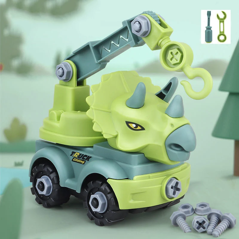 

Construction Toy Engineering Car Fire Truck Screw Build and Take Apart Great for Kids Boys, Educational Toy DIY Dinosaurs Car