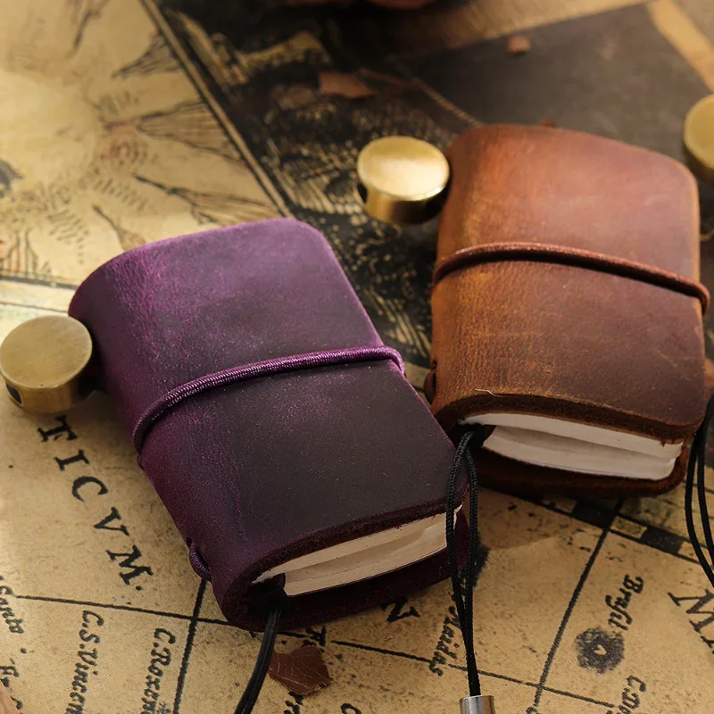 

Clip Travel Leather Mini Accessories Brochure Keychain Diary Portable 1pc For Journal With Insert Notebook