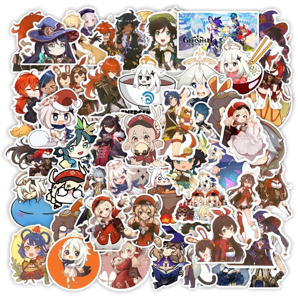 

10/30/50pcs Cute Game Genshin Impact Stickers Cartoon Decal DIY Laptop Phone Suitcase Skateboard Car Waterproof Anime Sticker