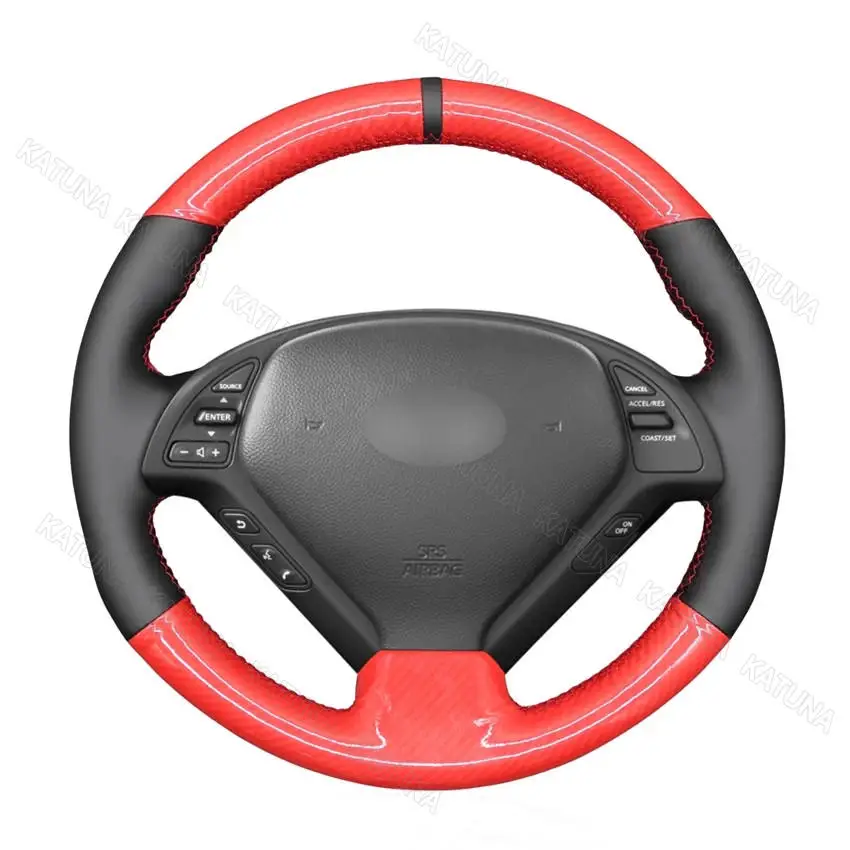 

Hand-stitched Carbon Fiber Black Genuine Leather Car Steering Wheel Cover for Infiniti G G25 G35 G37 EX EX35 EX37 Q Q40 Q60