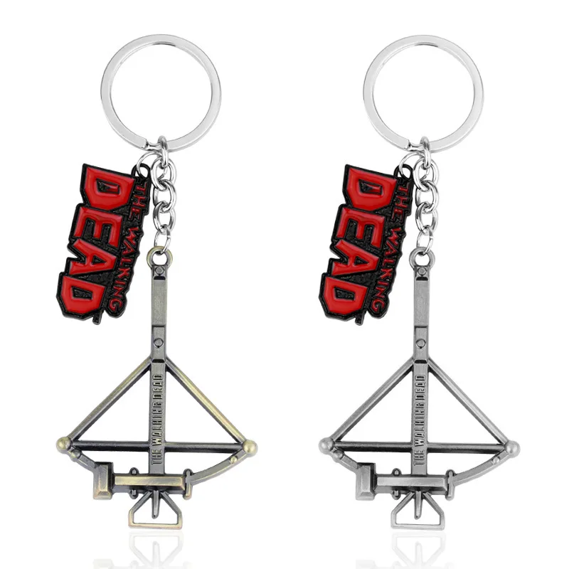 The Walking Dead Keychain for Men Crossbow Bow and Arrow Key Chain Retro Keyring Action Figure Cosplay Toys Jewelry Accessories