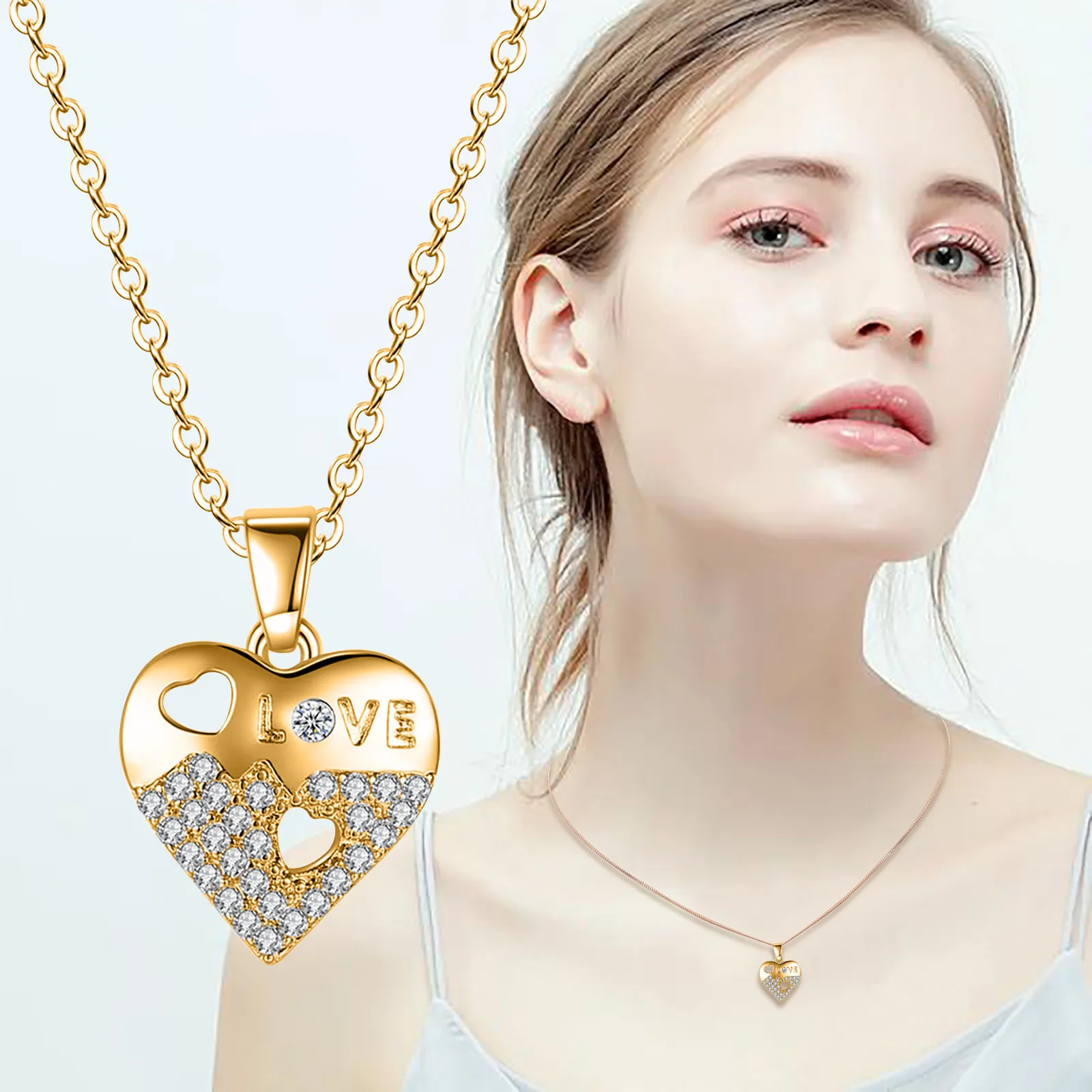 

Diamond Necklace Woman Beating Dazzling Heart Shaped Diamond Pendant Small Diamond Pendant Woman Silver Circle Pendant Necklace