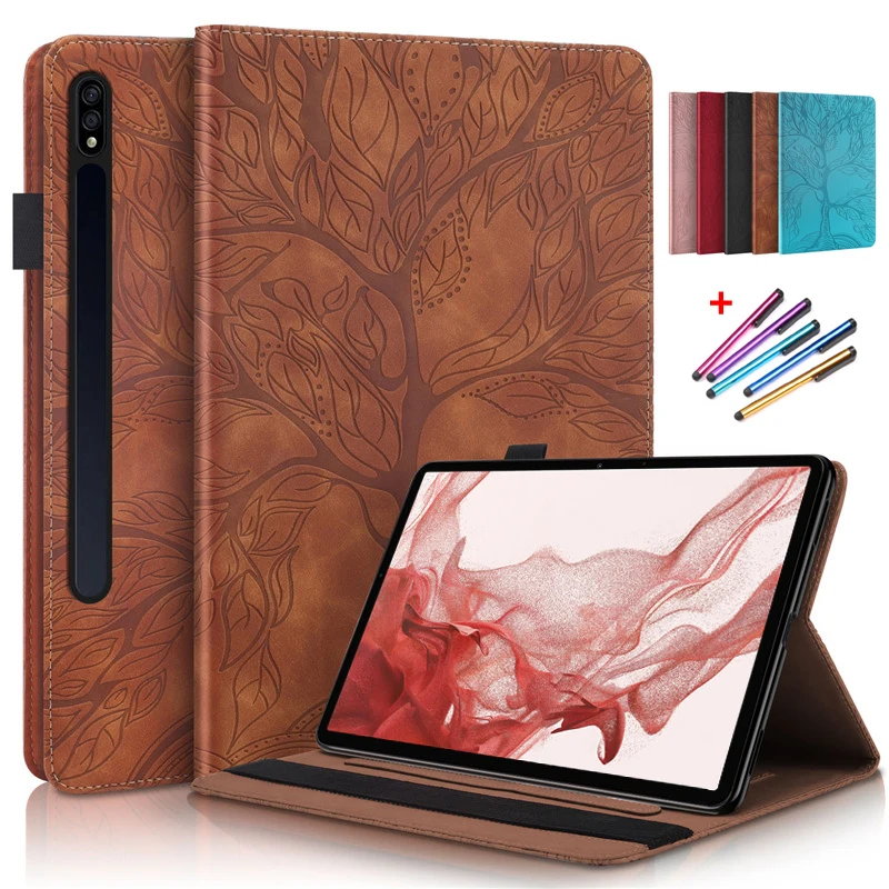 

Coque for Samsung Tab S9 S8 Case 11 inch Embossed Tree PU Leather Flip Cover for Funda Galaxy Tab S9 S8 S7 Tablet Case Capa 11"