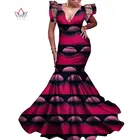 Женское Хлопковое платье-русалка, макси-платье с короткими рукавами-фонариками, глубоким V-образным вырезом, длиной до пола, в африканском стиле, WY8645, 2021