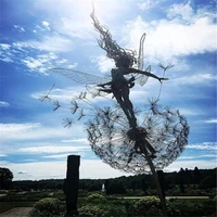 fairy dandelion miniature sculptures pixies garden stakes metal fairy dancing yard garden decoration stakes fairies rust proof