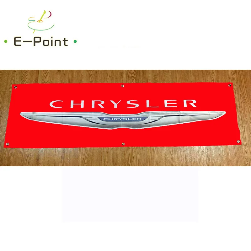 Красный баннер для автомобиля CHRYSLER, 130 г/м2, 150D, размер 45*150 см