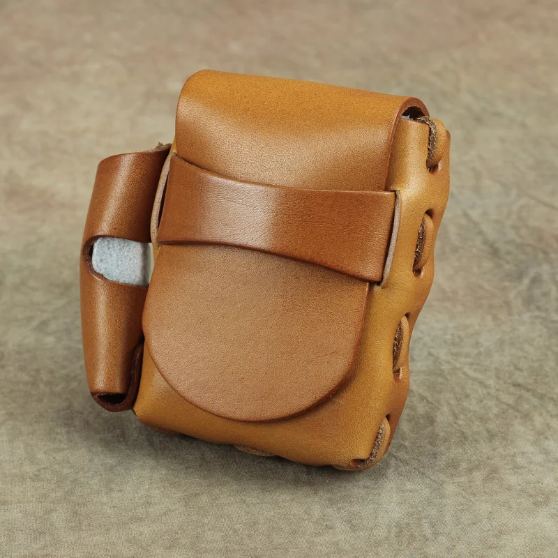 Vintage Men's Cigarette Case Leather Lighter Case Waist Bag Phone Retro Pocket Pouch Belt Bag for Man