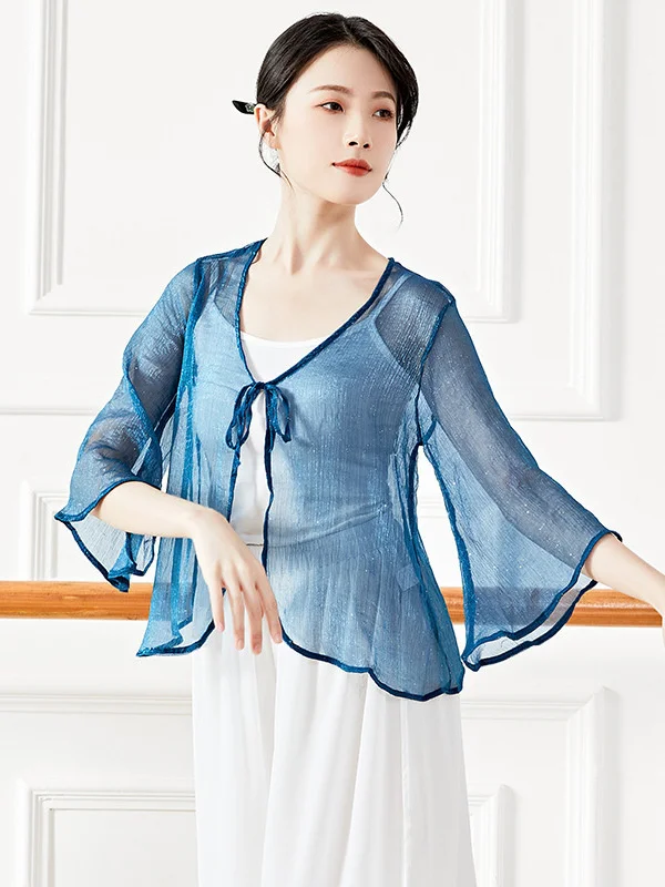 

Dance Costume Mesh Women Girls Cardigan Leotard Tops Ballet Wear Carnival Costumes Top