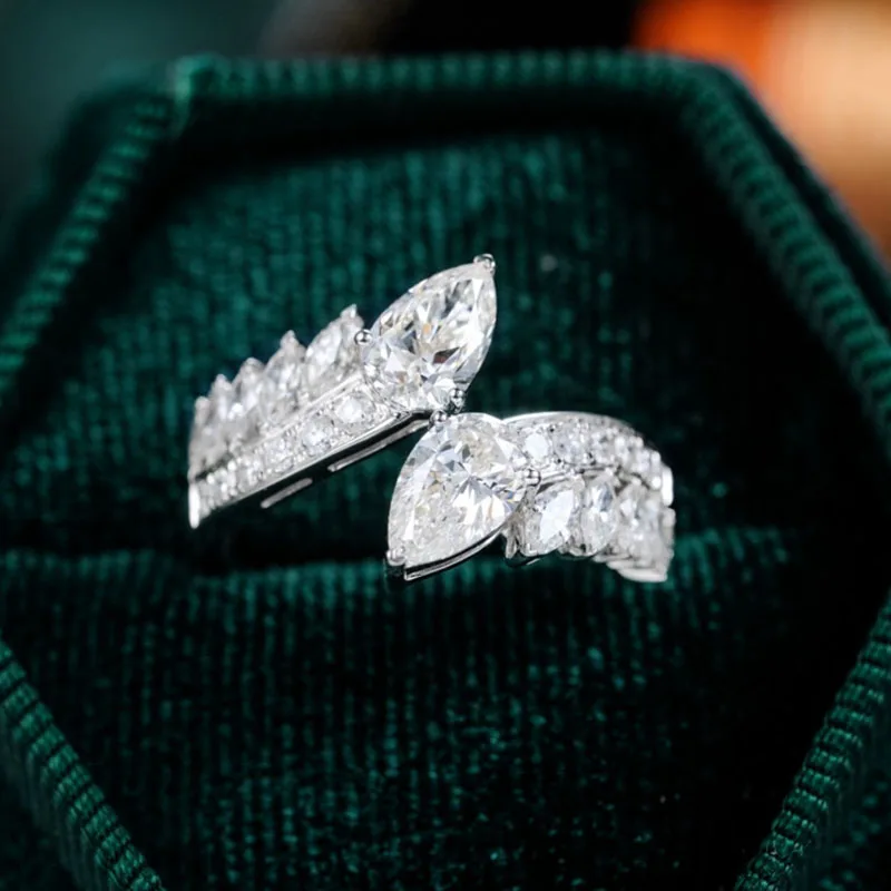 

Euramerican Carat Water Drop White Diamond Light Luxury Full Set Ring Small Design Luxury Bride Wedding Opening Adjustable Ring