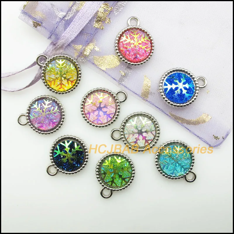 10 новых смешанных Подвесок в виде желе круглые акриловые подвески снежинок стиле