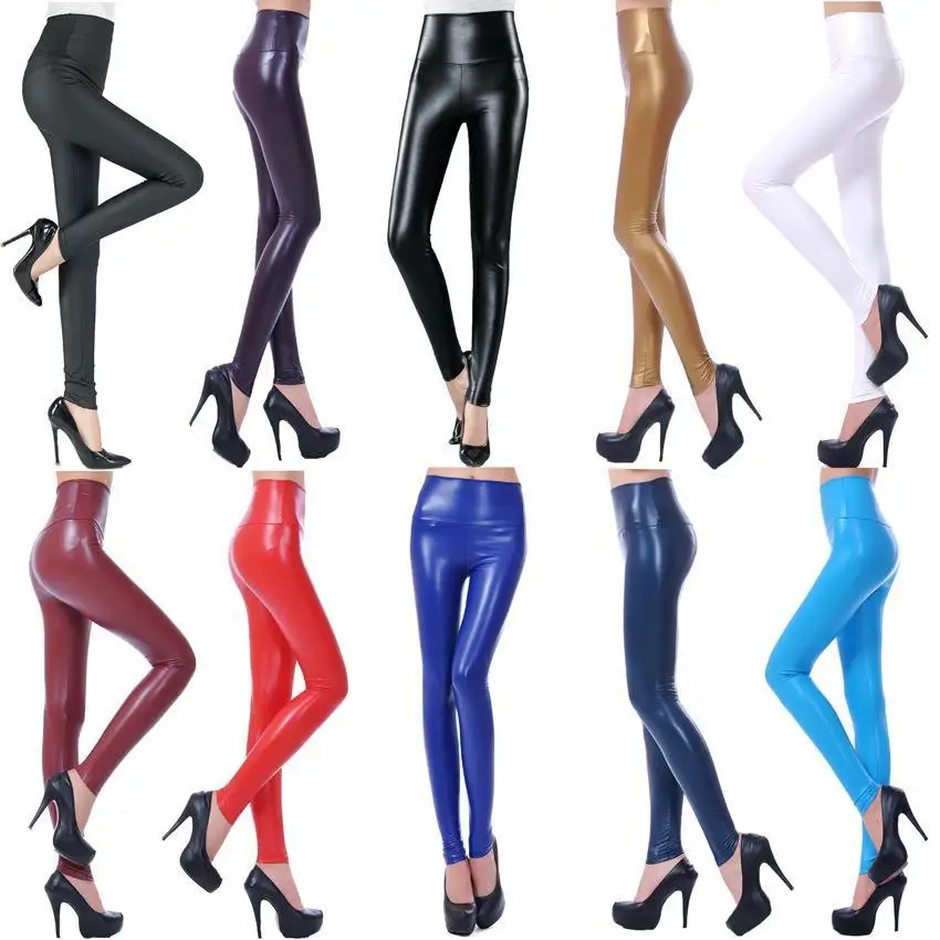 Large Size PU Leather Pants Women's Summer Thin High Waist Leggings Fashion Invisible Open Crotch Tight Glossy Skinny Trousers