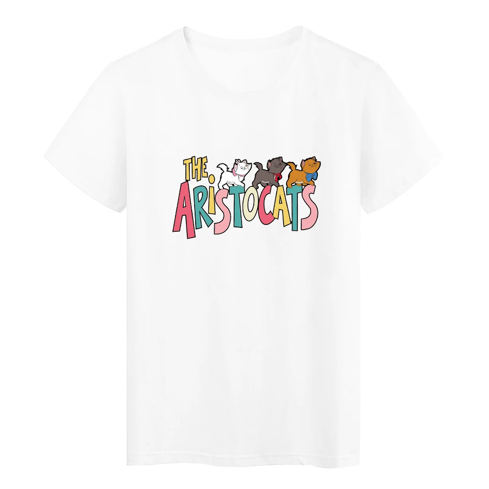 

The Aristocats Disney Marie Cats Cute Women T Shirt Korean Ulzzang Fashion Design Tops White Basic Casual Streetwear Summer