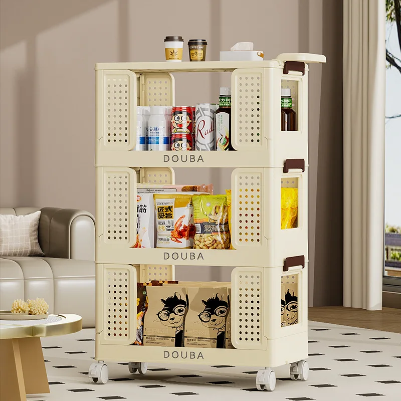 

Foldable Nordic Trolley Rack Kitchen Condiment Bottle Cutlery Sewing Storage Cabinet Living Room Snack Toys Sundries Organizer