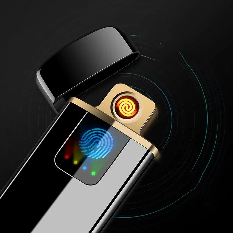 

Touch-sensitive Electric Double-sided Ignition Lighter Windproof Flameless Tungsten Wire Can Display Power Metal Lighters