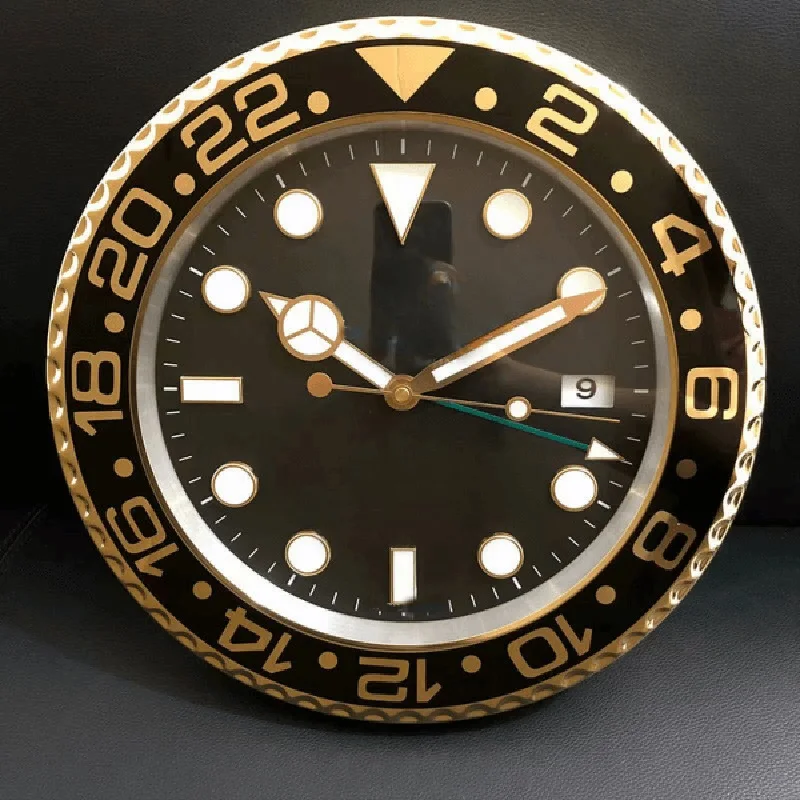 

Rol Wall Clock with Date Large Modern Design Metal Watch Shape Clocks Silent Calender Quartz Needle Luxury Wall Clock