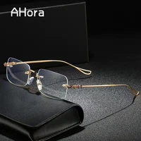 ahora rimless reading glasses frames for men women square metal blue light computer presbyopia eyeglasses frame 1 0 1 5 to 4 0
