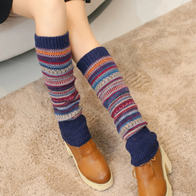 

Retro Women Winter Warm Leg Warmers Foot Cover Crochet High Knee Socks Boot Cuffs Fashion Women Gift Gaiters