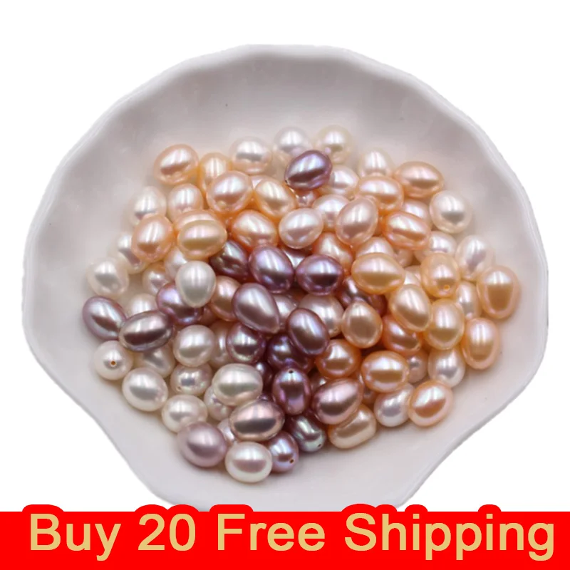 

(Buy 20 Free Shipping)Wholesale Natural Freshwater Pearl Beads Quality Rice Shape 100% Real Pearls Bead For Jewelry Making
