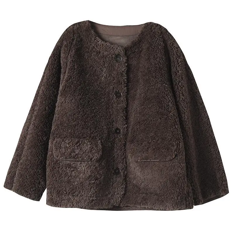 New Winter Coat for Women Lamb's Fleece Coats Oversize Jackets Warm Retro Korean Fashion Tops Free Shipping Short Tops