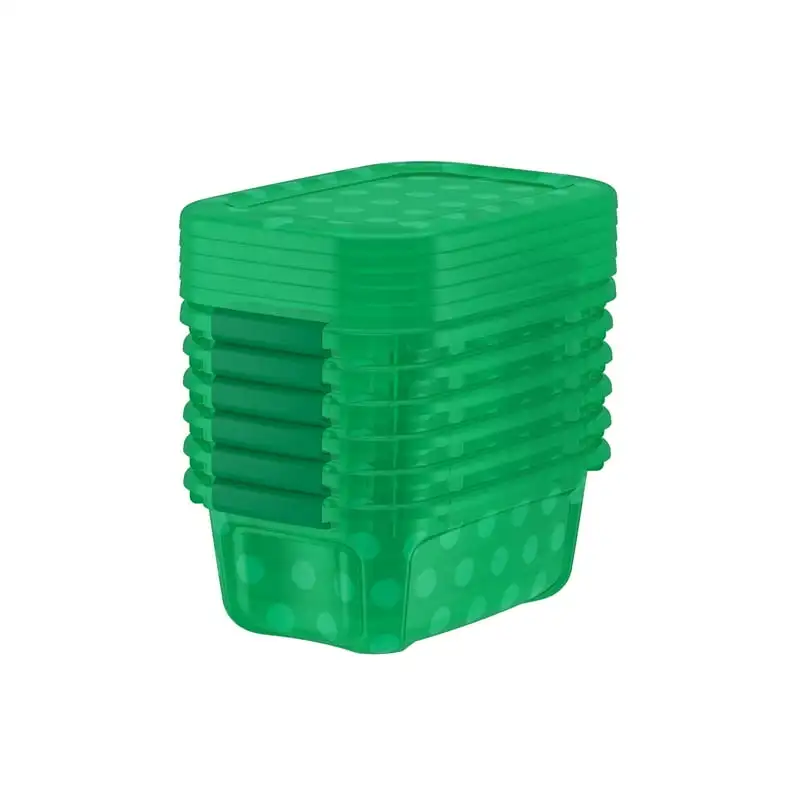

Набор тоутов зеленого цвета в горошек с пластиковой фиксирующей крышкой из 6 штук